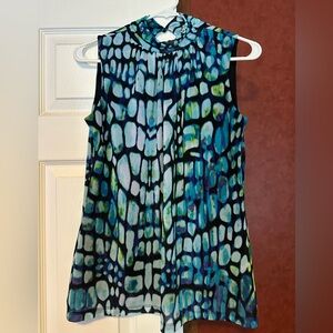 Worthington Sleeveless Top with Blue and Black Abstract Design